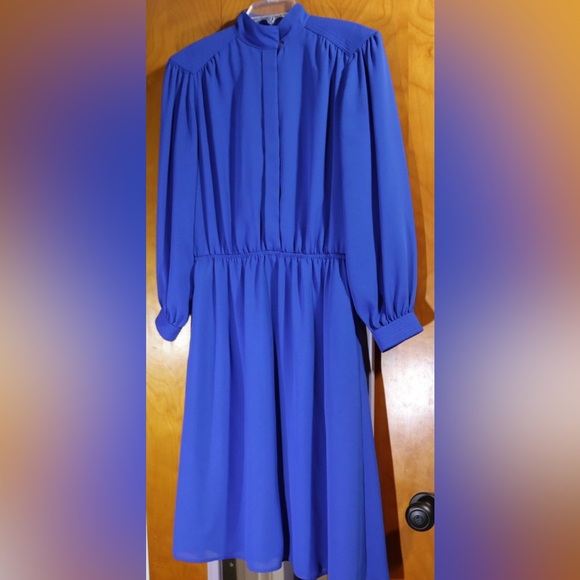 Pure Argenti vintage blue dress with hidden buttons, size 12 - Picture 1 of 12